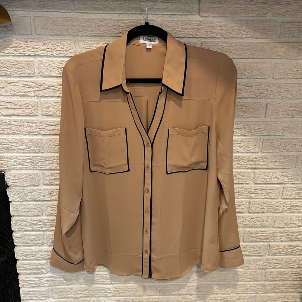 Tan, Large Express Business Professional Blouse